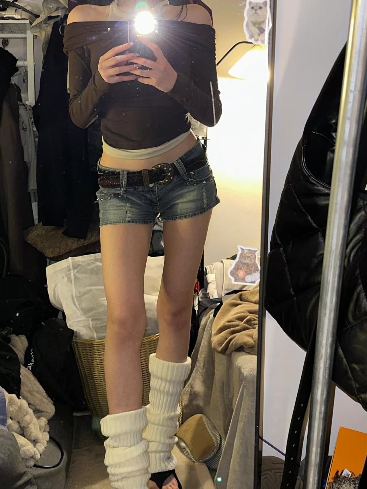 美式復古辣妹低腰牛仔超短褲女高街包臀顯瘦熱褲子