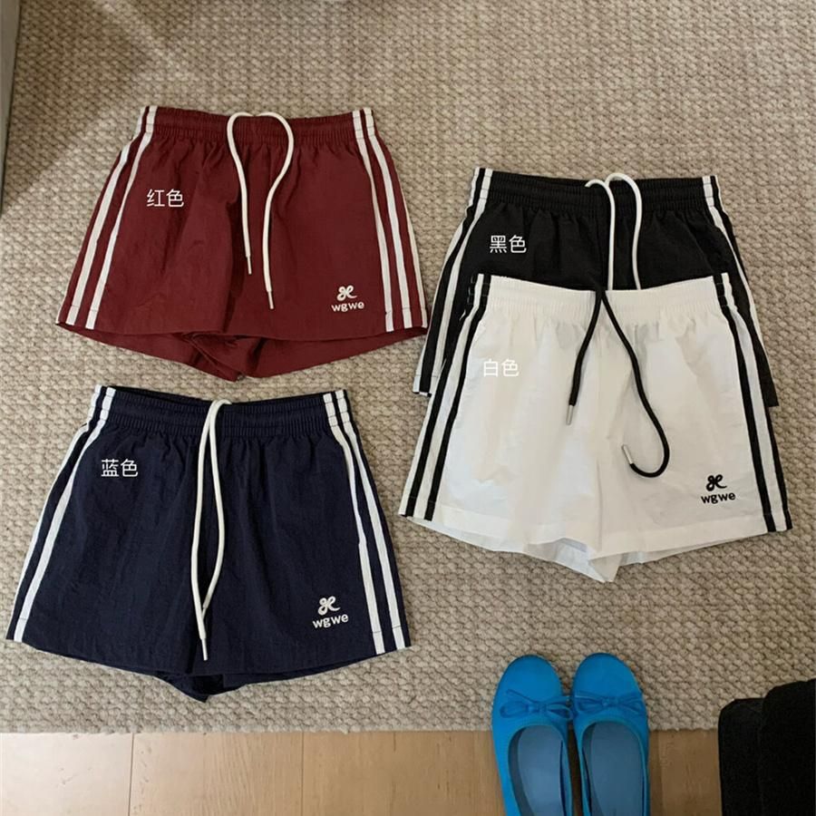 原版面料~美式三條槓抽繩運動短褲女春夏季設計感高腰顯瘦休閒褲