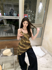 Real shot!  Irregular short hot girl suspender dress for women with niche design slim sleeveless top trendy