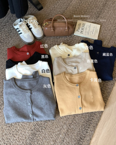 PPHOME English Peter Pan ~ Soft and Glutinous Embroidered Round Neck Knitted Cardigan Sweater for Women in Autumn Outer Outer Outer Outer Outer Outer Outer Coat