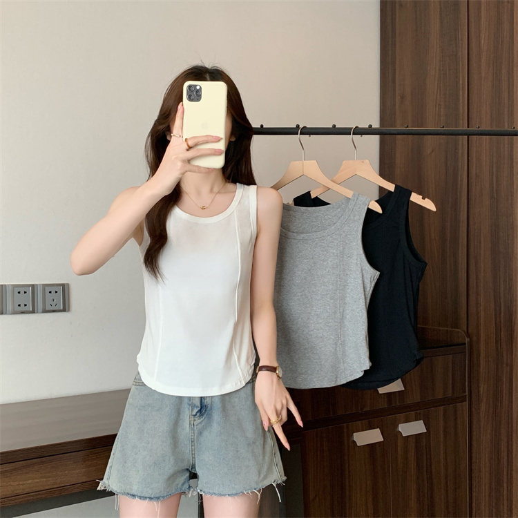 Suspender vest for women in spring and summer loose design niche outside sleeveless T-shirt inside base fish bone top trendy