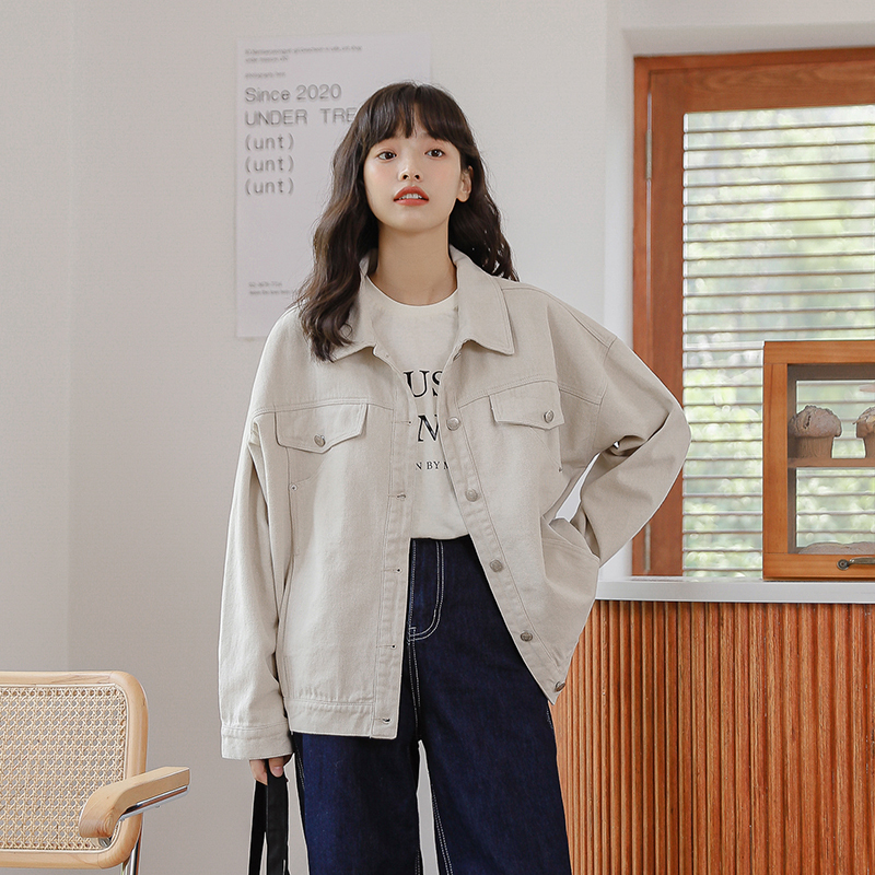 Autumn jacket for women Korean style loose solid color versatile work long-sleeved top