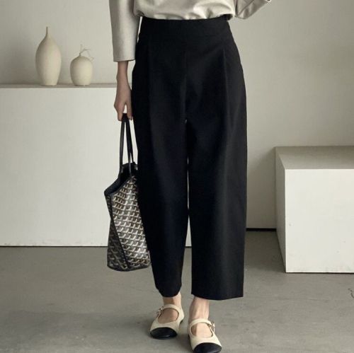 Size updated INS Comfortable Korean loose and versatile commuter nine-point casual pants 4 colors
