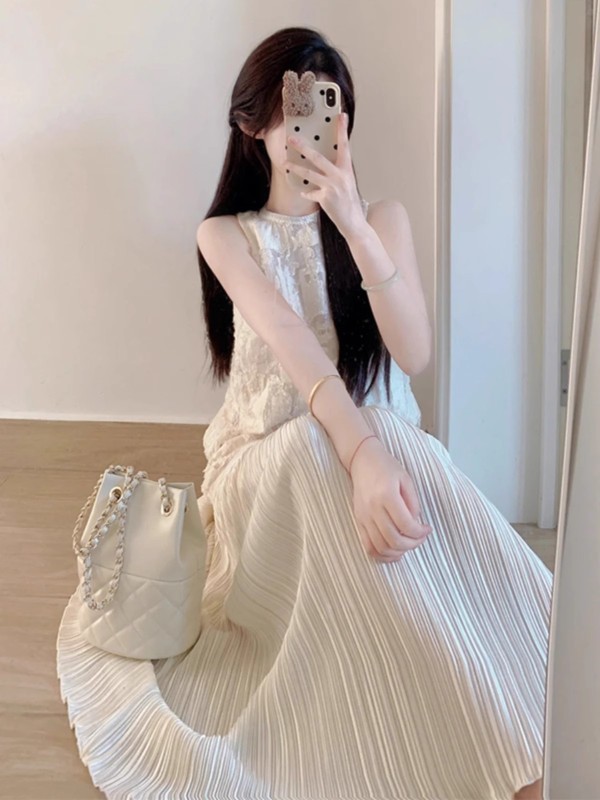 Korean atmosphere outfit gentle and vacation temperament long skirt famous lady super beautiful dress for women summer