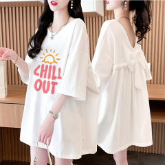 Pure cotton 21 200g 2025 summer short-sleeved T-shirt for women loose large size T-shirt top
