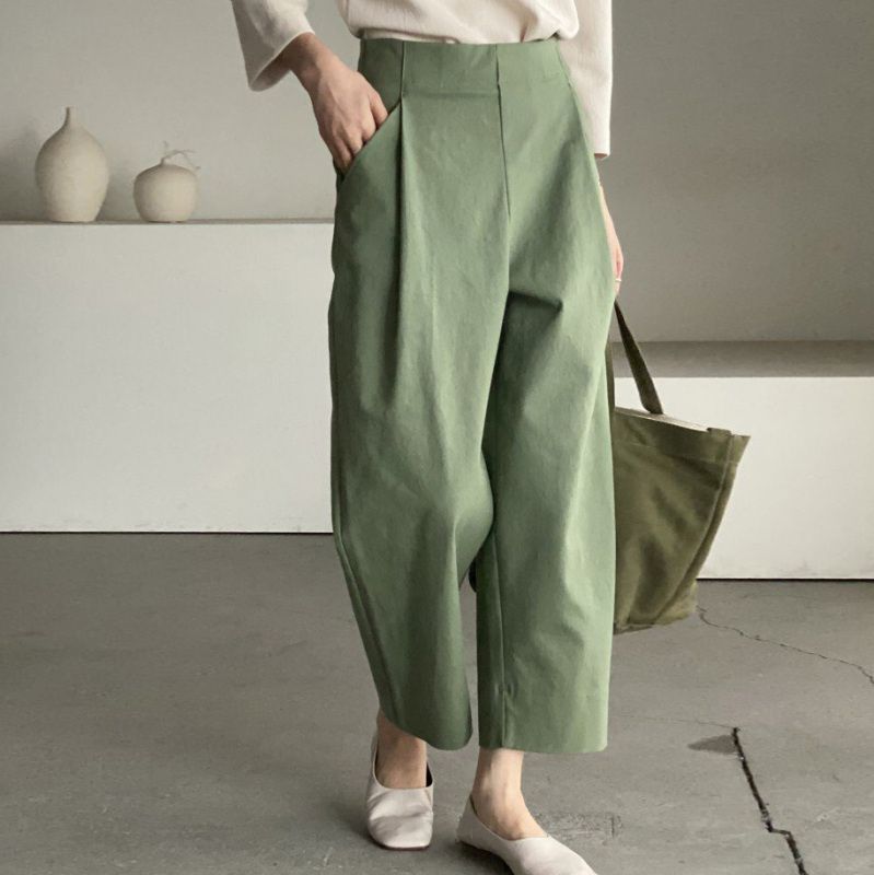 Size updated INS Comfortable Korean loose and versatile commuter nine-point casual pants 4 colors