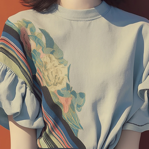This year's popular French style unique top with grey ruffled shirt 2025 new women's summer style