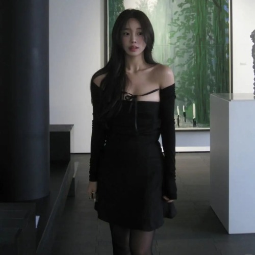 Size has been updated ins blogger dress pure sexy one-shoulder a-line fake two-piece small black dress dress