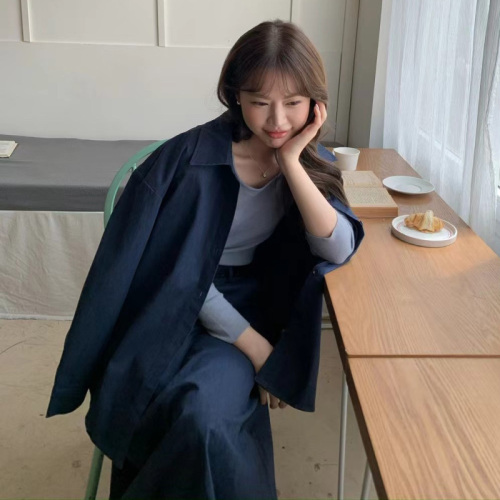 Size has been updated Korean CHIC thickened simple commuting versatile solid color shirt skirt suit