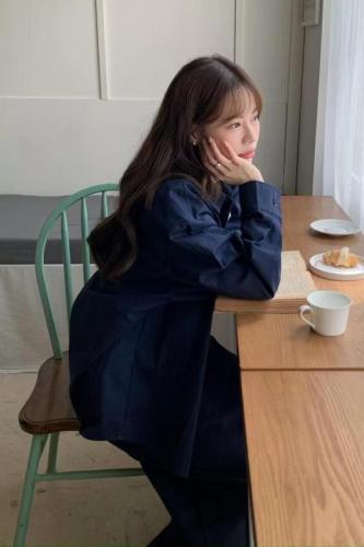 Size has been updated Korean CHIC thickened simple commuting versatile solid color shirt skirt suit
