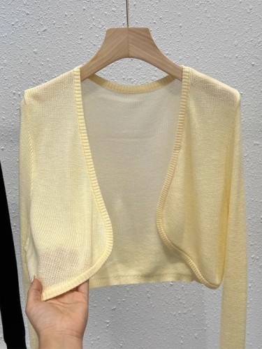 长袖薄款针织开衫女外搭配吊带裙子流行漂亮坎肩短款外套防晒上衣