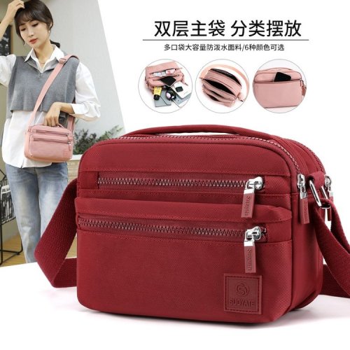 Shoulder bag women wholesale multi-layer trendy crossbody bag casual business money-proof water splash nylon cloth mother bag