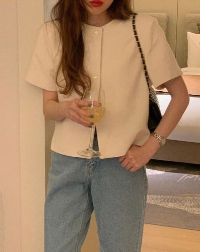 Simple coarse jacket, black and white spot