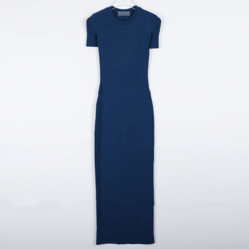 New Korean spring and summer temperament feminine rear slim fit slim short sleeves mid-length hip-cover dress