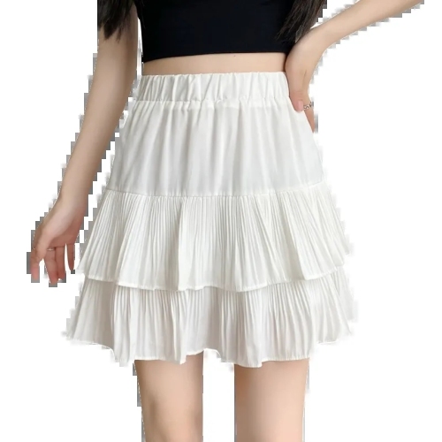 Large size pleated skirt for women in spring and summer new high-waisted slim design small A-line cake puffy short skirt