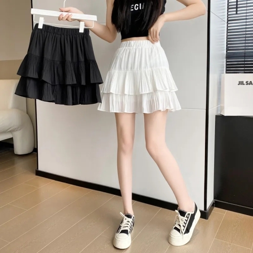 Large size pleated skirt for women in spring and summer new high-waisted slim design small A-line cake puffy short skirt