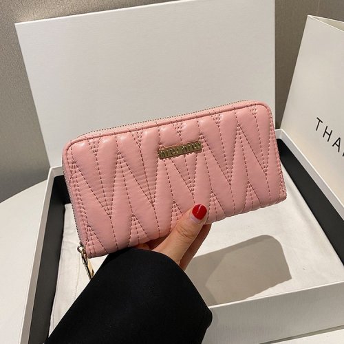 Cross-border macaron wallet for women, short style, long European and American light luxury small fragrant style, hand zippered women's cross-border wallet