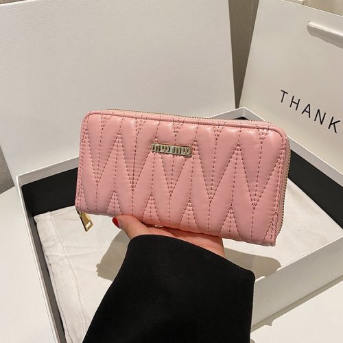 Cross-border macaron wallet for women, short style, long European and American light luxury small fragrant style, hand zippered women's cross-border wallet
