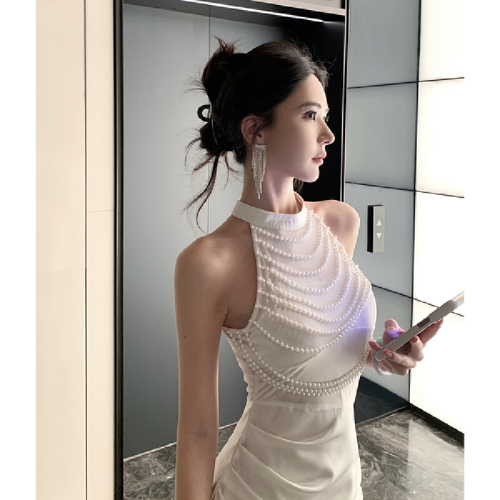 〖Shisanhang Quality〗 New Elegant Lady Luxury Wall-mounted Pearl Long Dress Gown