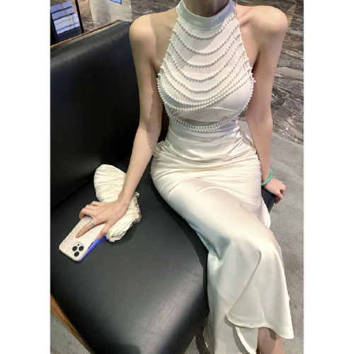 〖Shisanhang Quality〗 New Elegant Lady Luxury Wall-mounted Pearl Long Dress Gown