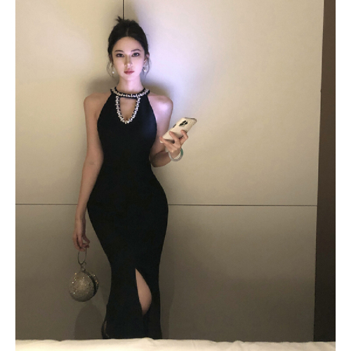 〖Shisanhang Quality〗Light Luxury Women's V-Neck Mesh Bodycon Long Dress