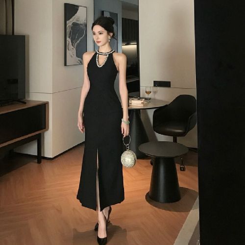 〖Shisanhang Quality〗Light Luxury Women's V-Neck Mesh Bodycon Long Dress