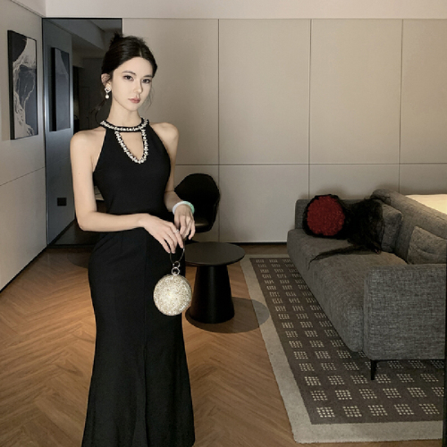 〖Shisanhang Quality〗Light Luxury Women's V-Neck Mesh Bodycon Long Dress