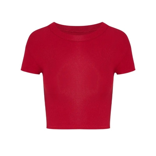 Modal cotton 260g hot girl's shoulders and navels short-sleeved T-shirt Korean round neck slim short top