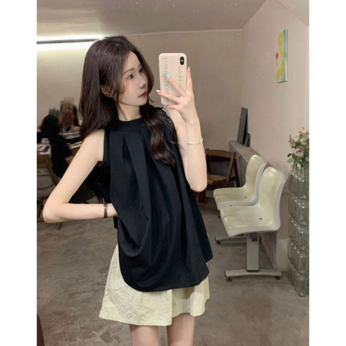 High-quality French halter halter vest for women with beautiful high-end niche wear unique loose top