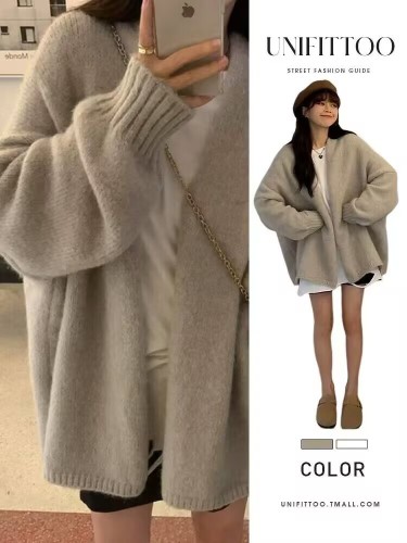Korean cashmere sweater coat for women, autumn outerwear, new casual loose knit cardigan top