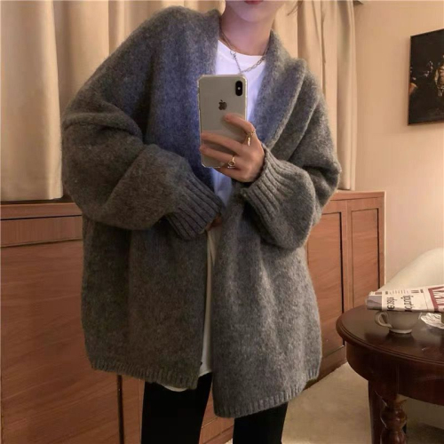 Korean cashmere sweater coat for women, autumn outerwear, new casual loose knit cardigan top