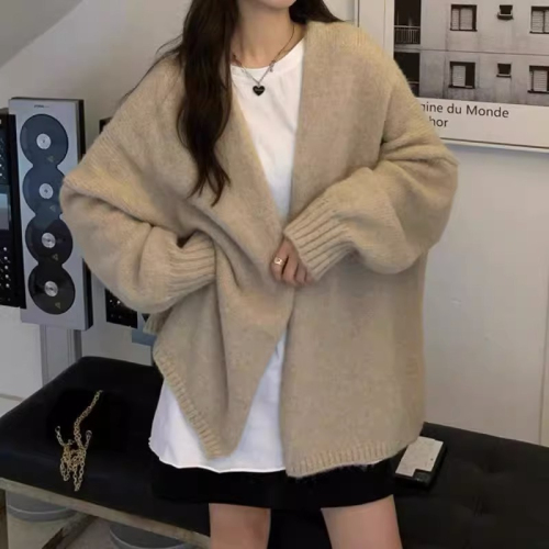 Korean cashmere sweater coat for women, autumn outerwear, new casual loose knit cardigan top