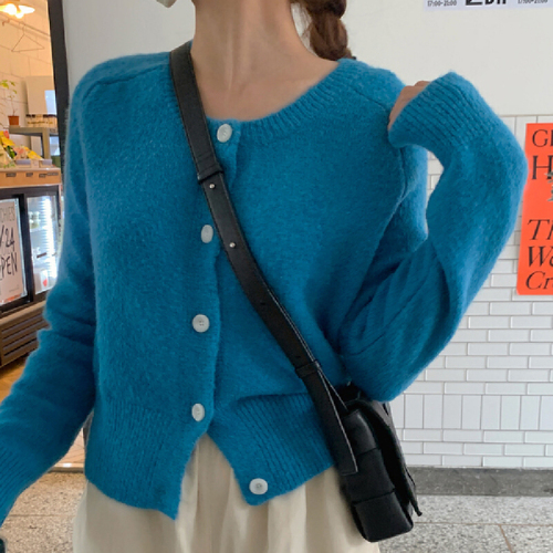 Original Photographed Korean Version Thickened Sweatshirt Outerwear Long-Sleeve Knit Top Shoulder-Notched Cashmere Comfort Solid Color Knit Sweater