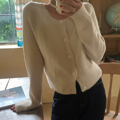 Original Photographed Korean Version Thickened Sweatshirt Outerwear Long-Sleeve Knit Top Shoulder-Notched Cashmere Comfort Solid Color Knit Sweater