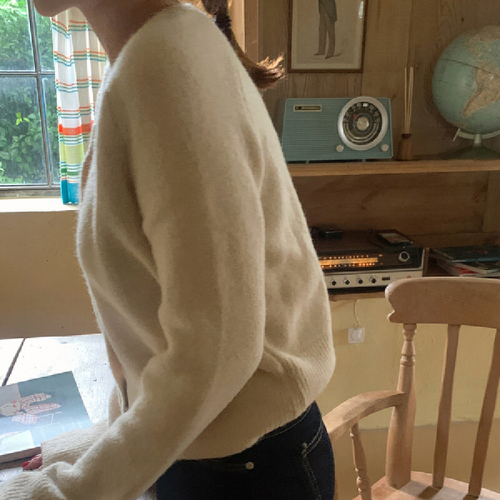 Original Photographed Korean Version Thickened Sweatshirt Outerwear Long-Sleeve Knit Top Shoulder-Notched Cashmere Comfort Solid Color Knit Sweater