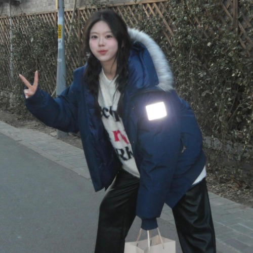 2025 New Winter Thick Workwear Down Cotton Coat for Women, Petite Size Korean Style Couple Down Jacket with Large Plaid Collar