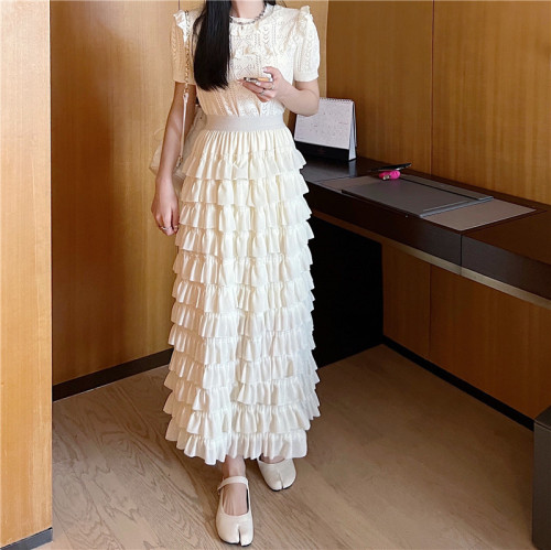 Spot real shots and price elastic waist layered ruffled cake skirt women's skirt