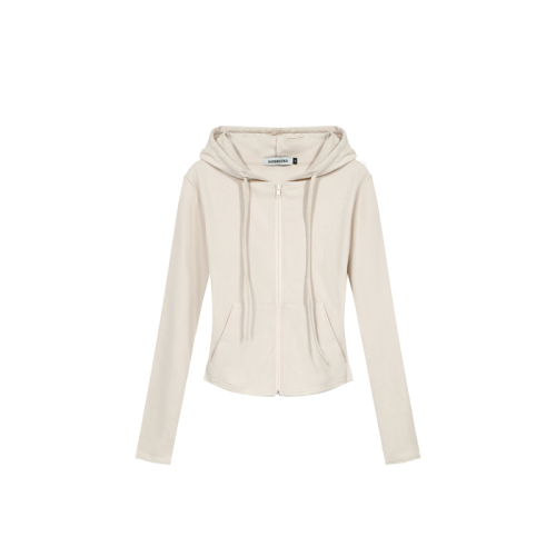 Real shot of 2025 autumn and winter new versatile youth sports style slim long-sleeved hooded zipper sweatshirt