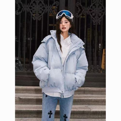 2025 Thicker Winter New Cotton Padded Bread Hooded Embroidered Loose Student Fashionable Padded Jacket Warm Cotton Coat