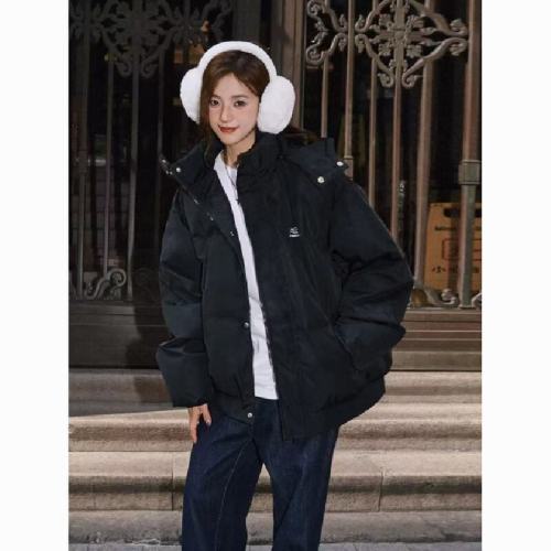 2025 Thicker Winter New Cotton Padded Bread Hooded Embroidered Loose Student Fashionable Padded Jacket Warm Cotton Coat