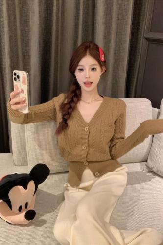 Actual shot ~ Embroidery/college style twist knitted cardigan autumn and winter design sweater jacket