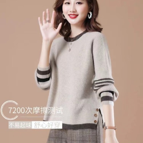 Women's short sleeve knitted base shirt, spring and autumn new style loose sweater, outerwear, low collar top, stylish
