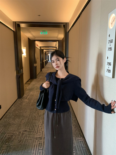 Real-life photos and real price~ autumn and winter knitted + shawl top two-piece sweater loose and slim and versatile breasted fashion suit