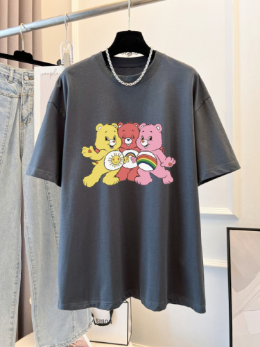 Real-life photo 100% cotton combed pure cotton printed summer short-sleeved T-shirt for women loose Korean version