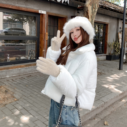 Real shot ins down cotton padded corduroy coat winter new short style thickened student bread jacket for petite women