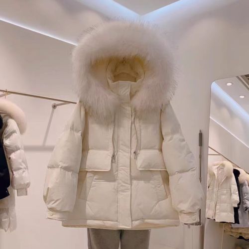 2025 Winter New Korean Style Fashion Versatile Detachable Plush Down Cotton Jacket Winter Outerwear for Women
