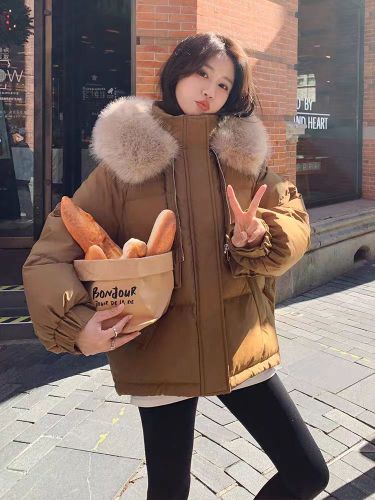 2025 Winter New Korean Style Fashion Versatile Detachable Plush Down Cotton Jacket Winter Outerwear for Women