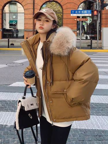 2025 Winter New Korean Style Fashion Versatile Detachable Plush Down Cotton Jacket Winter Outerwear for Women