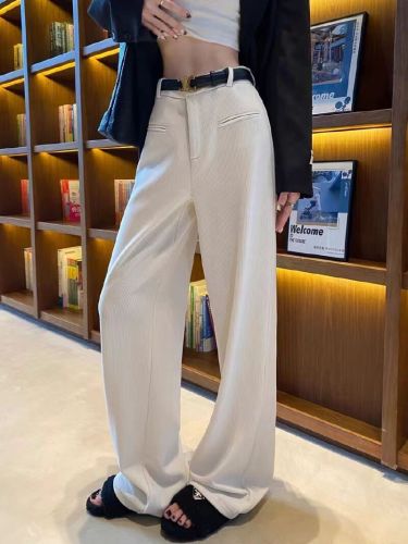 Women's Wide Leg Pants for Autumn/Winter 2025 - High-Waisted Knit Sherpa Corduroy Casual Straight Leg Suit Pants