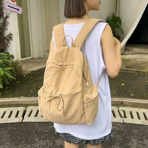 Student schoolbag women summer fresh girl backpack college style solid color campus backpack